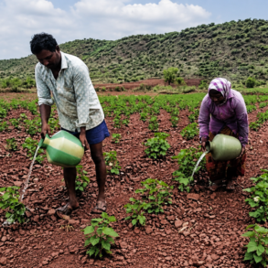 Farmer couple in Ballari carries water in pots daily to save 2.5-acre cotton crop amid weak monsoon