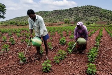 Farmer couple in Ballari carries water in pots daily to save 2.5-acre cotton crop amid weak monsoon