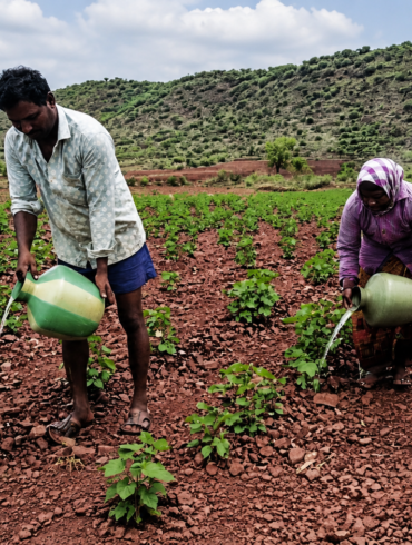 Farmer couple in Ballari carries water in pots daily to save 2.5-acre cotton crop amid weak monsoon